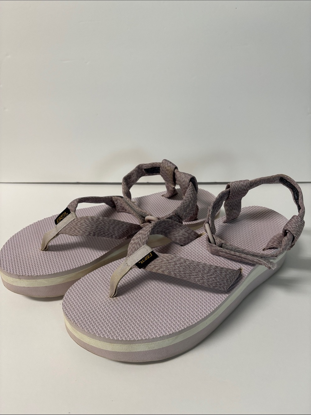 Teva Platform Strappy Sandals – Pale Orchid Purple & White – Good Used Condition - Picture 7 of 12